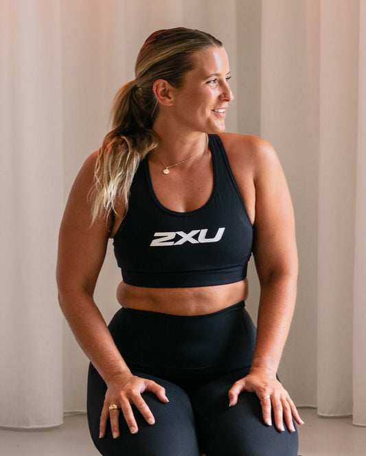 2XU South Africa - Women's Motion Racerback Sports Bra - Black/White