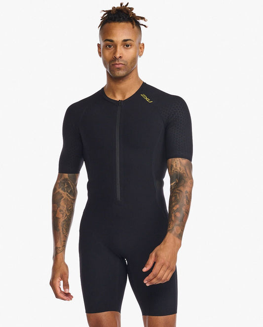 2XU South Africa - Mens Light Speed Tech Sleeved Trisuit - BLK/GLD