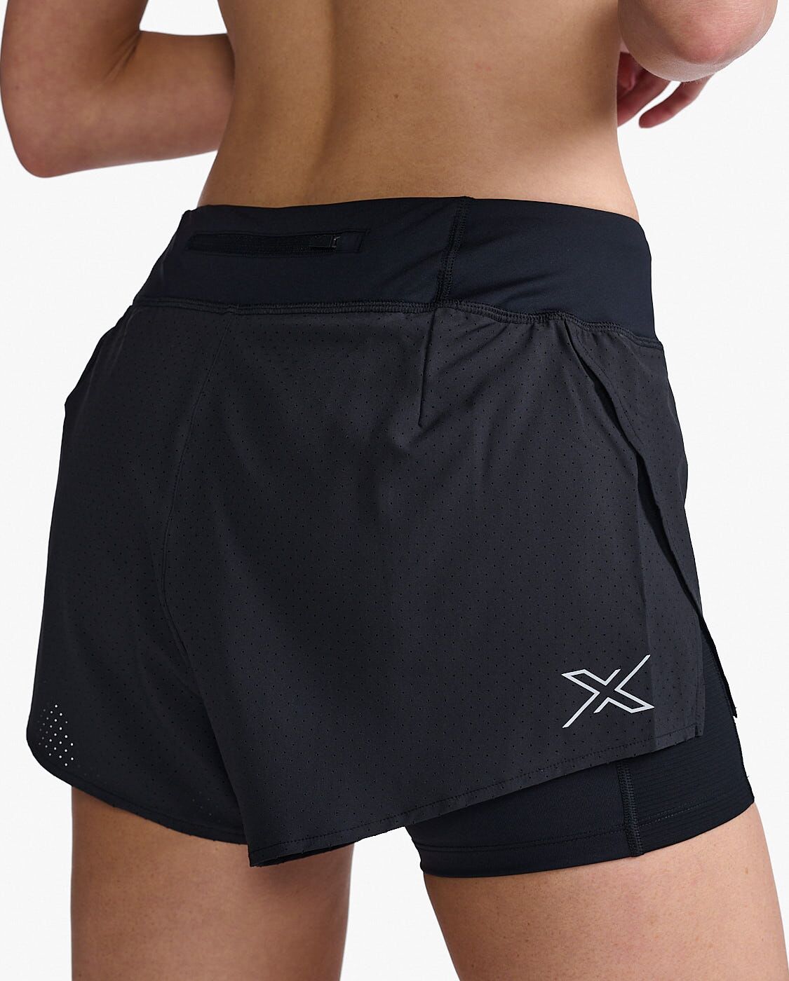 2XU South Africa - Womens Aero 2-in-1 4 Inch Shorts - BLK/SRF