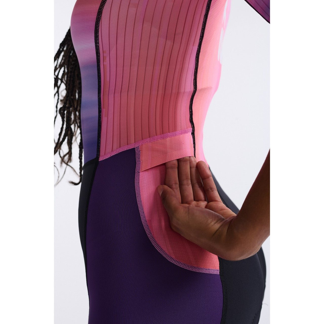 2XU South Africa - Women's Aero Sleeved Trisuit - Pastel Pink / Acai