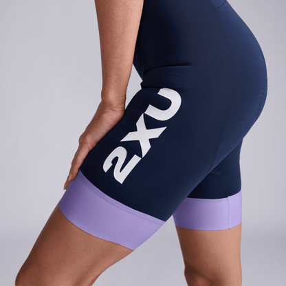 2XU South Africa - Women's Aero Hex Sleeved Trisuit - Midnight / Grape Fizz - Midnight / Grape Fizz